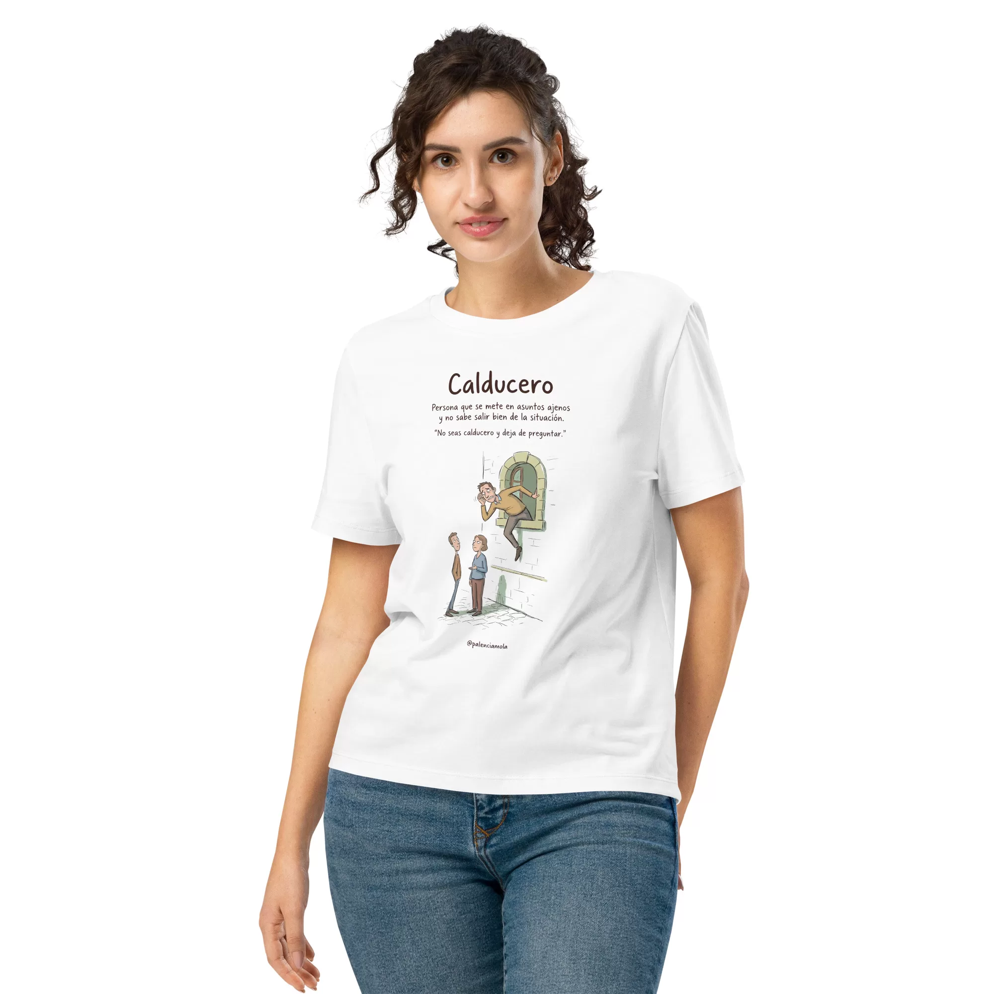 Calducero - Diccionario Palentino - Camiseta orgánica con cuello acanalado para mujer